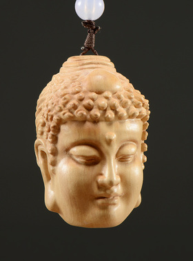 黄杨木雕一念之间佛头q吊坠实木质手工雕刻工艺品文玩手把件男随