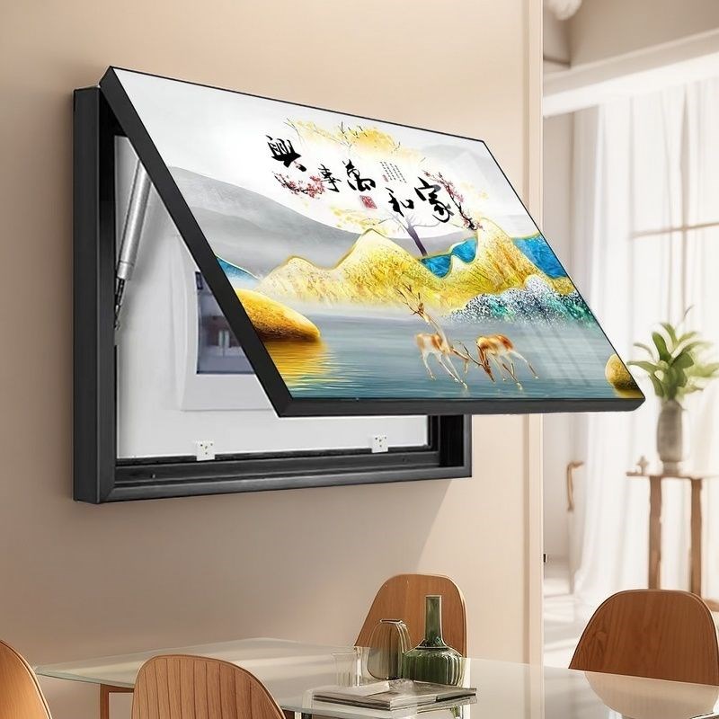 现代轻奢电表箱装饰画中式免打孔艺术客J厅挂画遮挡箱电闸开关壁