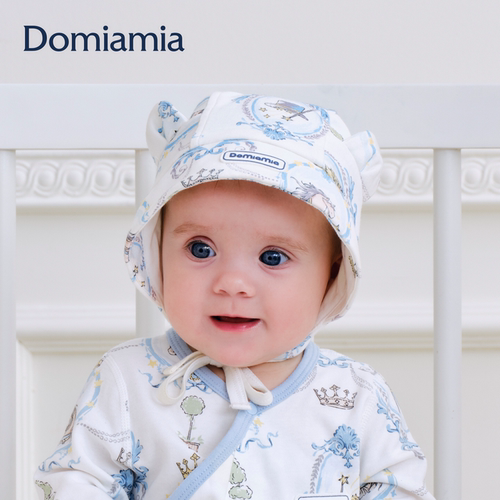 Domiamia新生儿胎帽初生满月百天宝宝护囟门帽护耳婴幼儿帽子