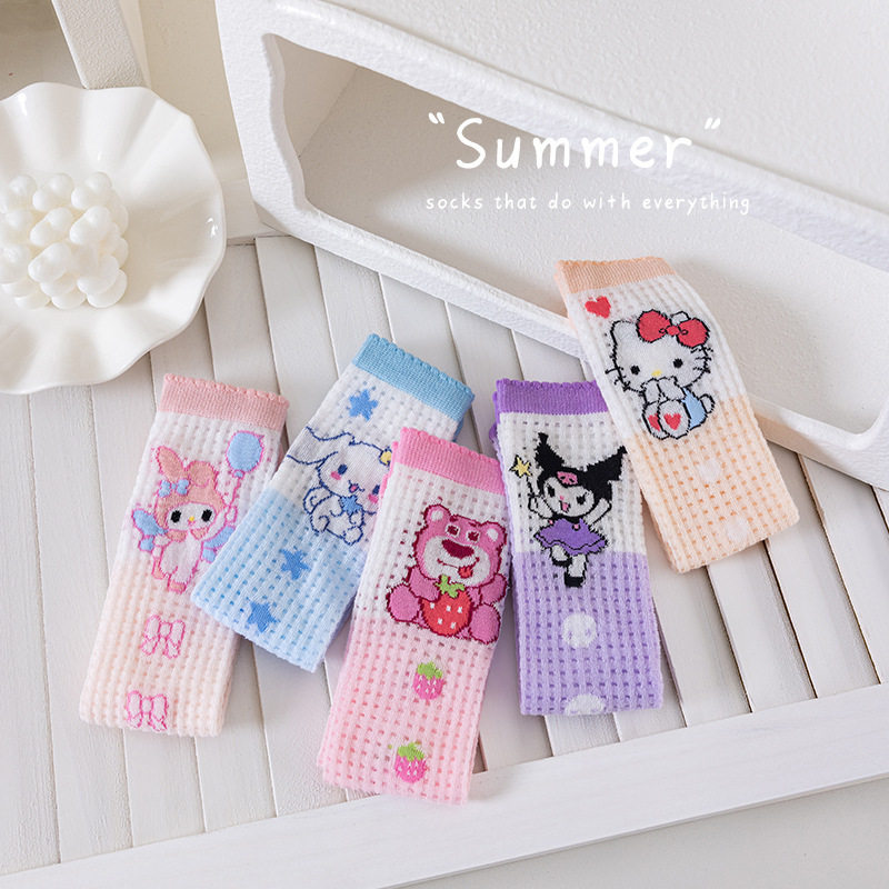 三丽鸥女童小腿袜夏季薄款长筒袜堆堆袜宝宝a类防蚊袜百搭袜批发