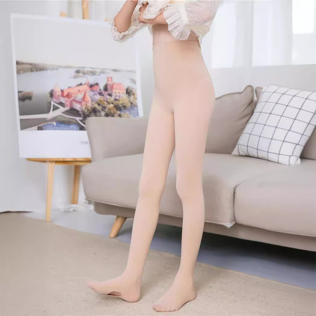 儿童舞蹈袜练功白色连裤袜挖洞袜子夏季薄款女大童专业芭蕾舞丝袜