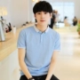 Mùa hè Nhật Bản tươi mới sọc áo ve áo POLO nam xu hướng trẻ trung lỏng lẻo giặt áo thun ngắn tay mới - Áo polo thể thao áo polo đen