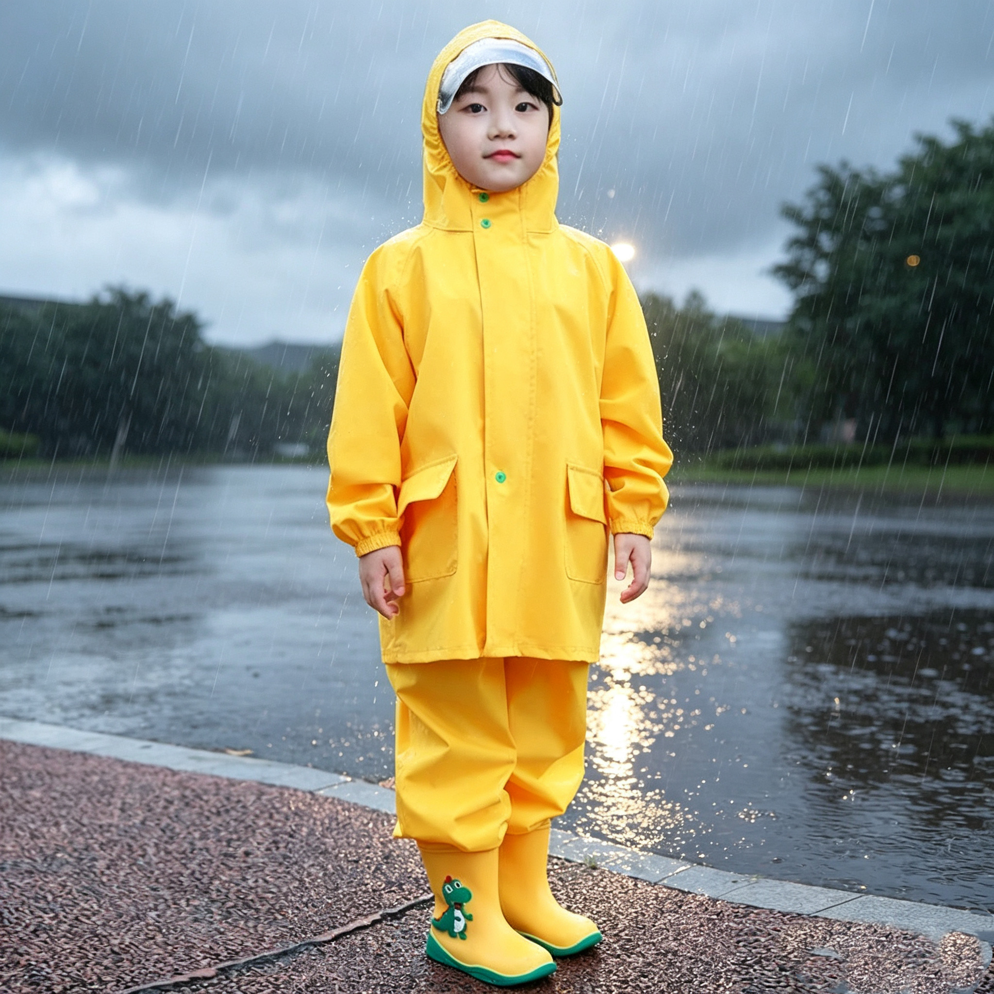 儿童雨衣背带雨裤连体安吉游戏服两用款防水全身男女童幼儿园套装图片