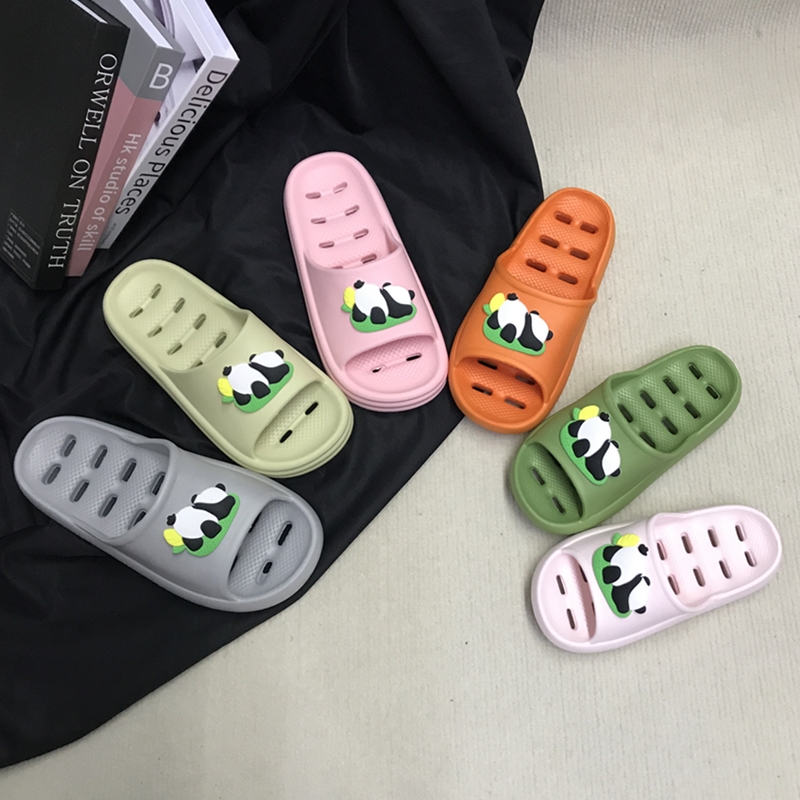 巧贝淘可爱亲子熊猫漏水凉拖鞋夏