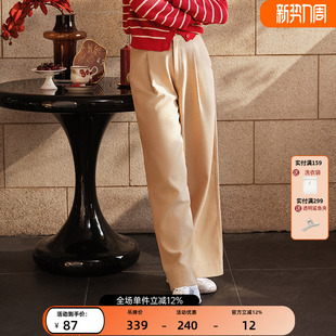 简约通勤褶皱高腰显瘦宽松阔腿休闲裤 朵以2026春装 子女时尚 裤 新款