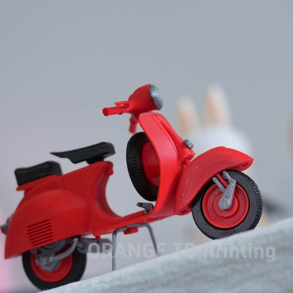 创意3D打印Vespa Piaggio 125 踏板摩托车模型手办男女骑士礼物