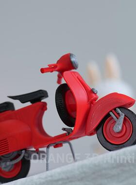 创意3D打印Vespa Piaggio 125 踏板摩托车模型手办男女骑士礼物