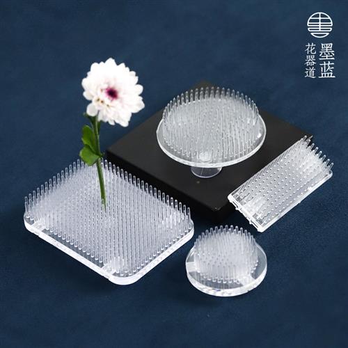 塑料透明剑山插花器禅意中式日式花道插花剑山小原流池坊插花底座