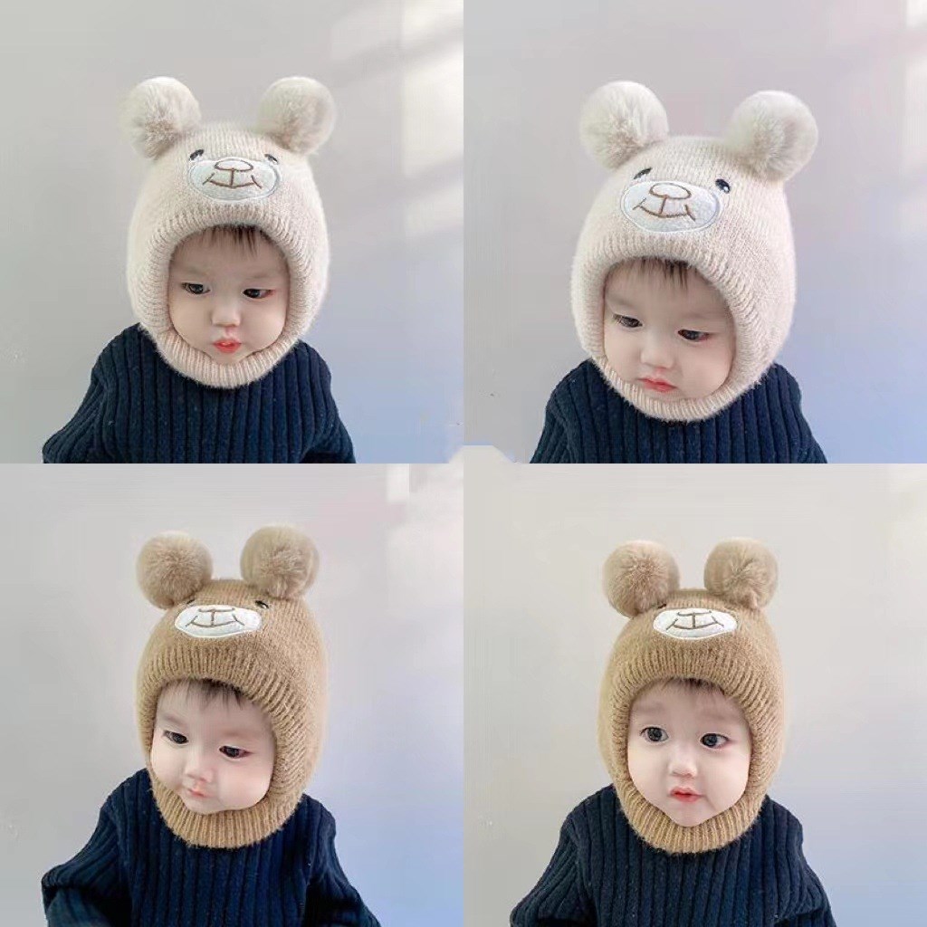 6-12月婴幼儿帽子秋冬可爱超萌儿童男女宝宝套头毛线针织帽小月龄