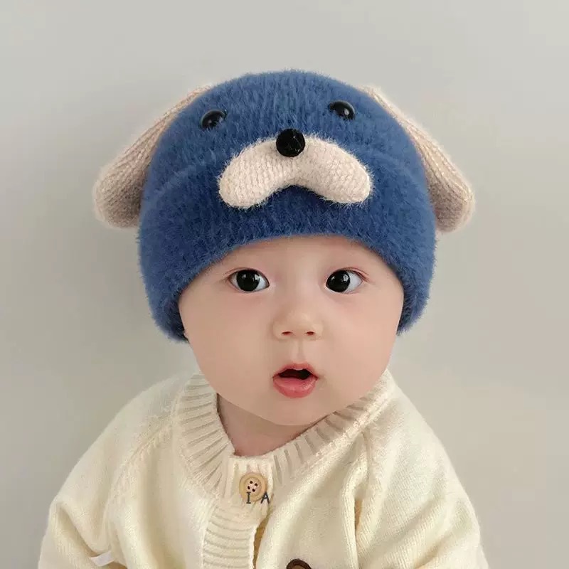宝宝帽子秋冬季男女婴幼儿可爱冬天保暖儿童套头毛线帽护耳小月龄