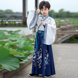 武侠帅气演出服薄款 公子少爷唐装 武侠 国学服儿童古装 汉服男童秋款