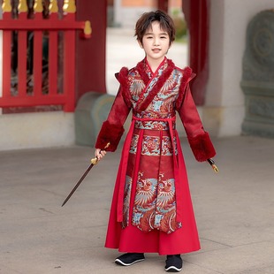 汉服男童冬款高端演出古装冬季加厚明制小男孩侠客唐装古风儿童男