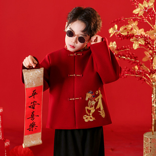汉服男童拜年服冬装男孩新中式2026新款中国风男宝过年服男孩唐装