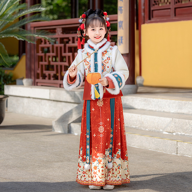 女宝拜年服古装汉服女童唐装过年儿童马面裙套装加绒加厚明制冬装,童装/婴儿装/亲子装,唐装,淘宝优惠券,粉丝福利购,淘宝优惠卷