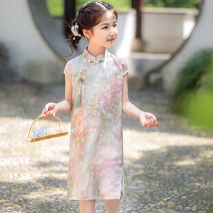 新中式清新女童旗袍2026新款夏季宝宝改良小女孩粉色儿童唐装汉服