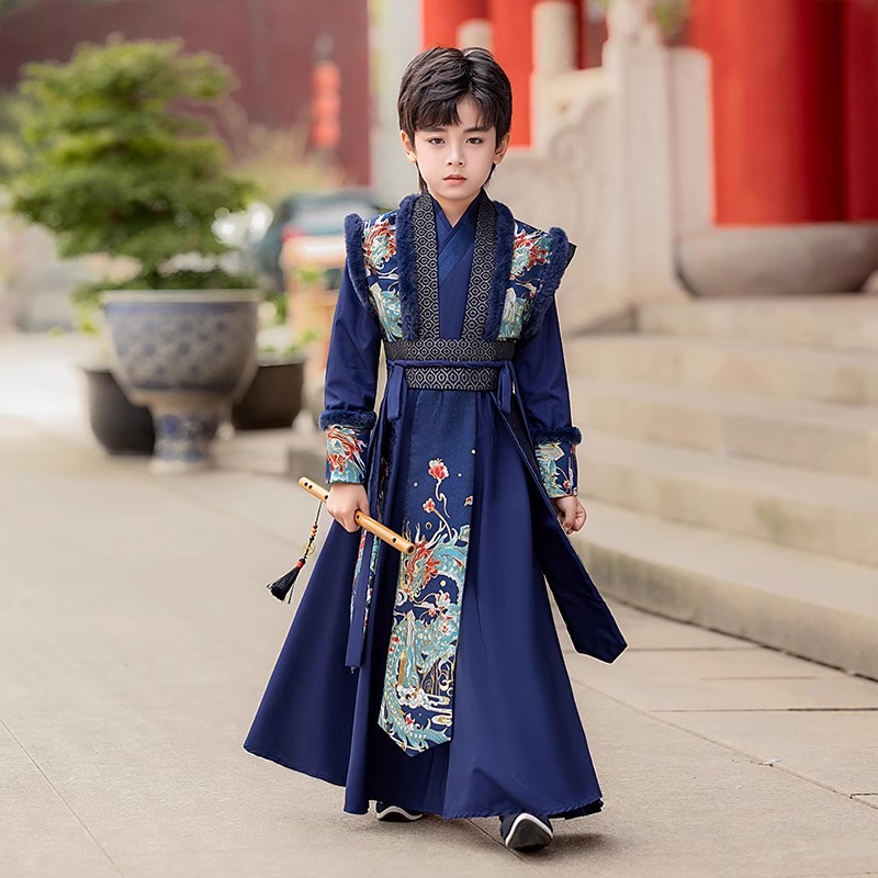 汉服男童冬季加绒2024新款儿童