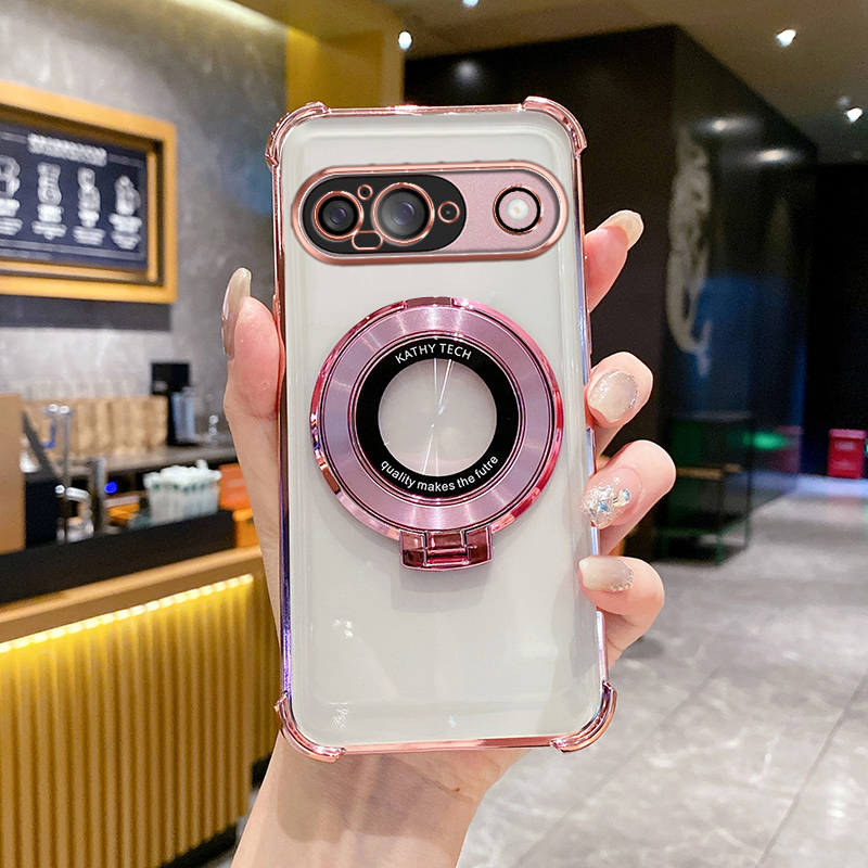 适用谷歌Pixel9手机壳新款电镀防摔软壳Googlepixel9ProXL高级感创意磁吸支架Pixel9A超薄简约全包透明保护套