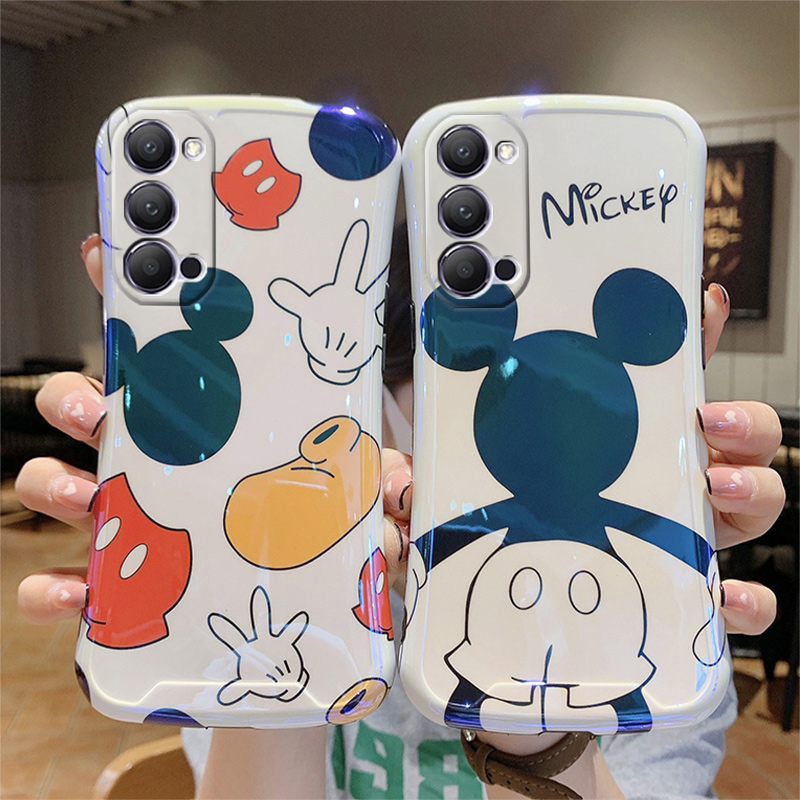 卡通米奇适用OPPO Reno4的手机壳4pro个性蓝光小蛮腰rone 3pro潮牌保护套4se女生0pp0新款硅胶全包防摔后外壳