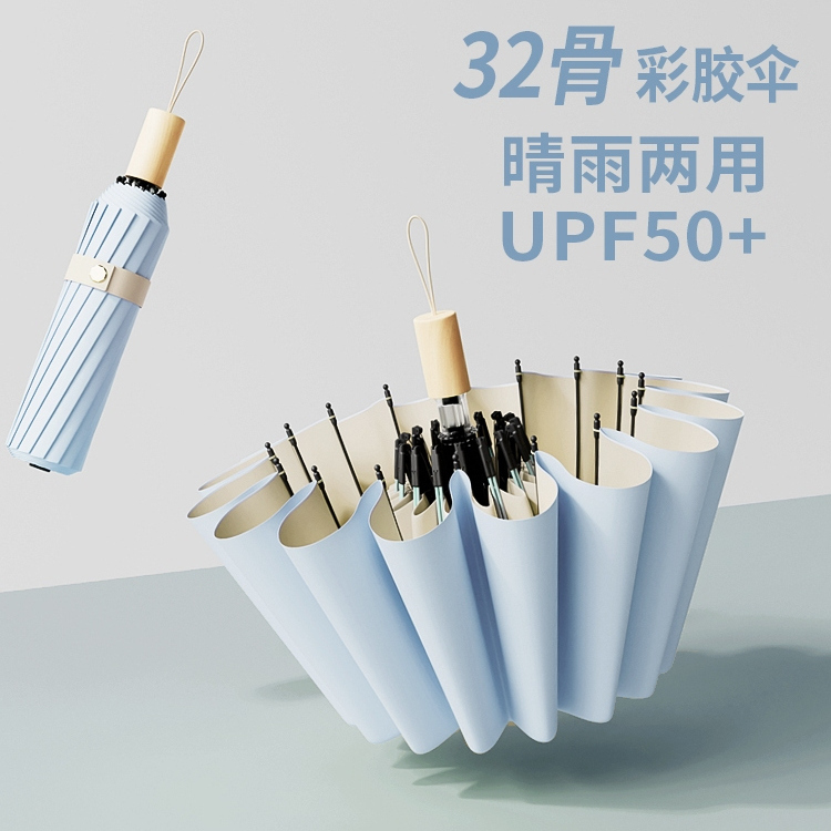 32骨加大防风遮阳遮阳伞防晒抗UV女高颜值折叠晴雨两用UPF50+