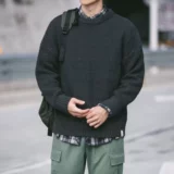 Демисезонный японский трендовый свитер, цветная флисовая трикотажная куртка для влюбленных, оверсайз, увеличенная толщина