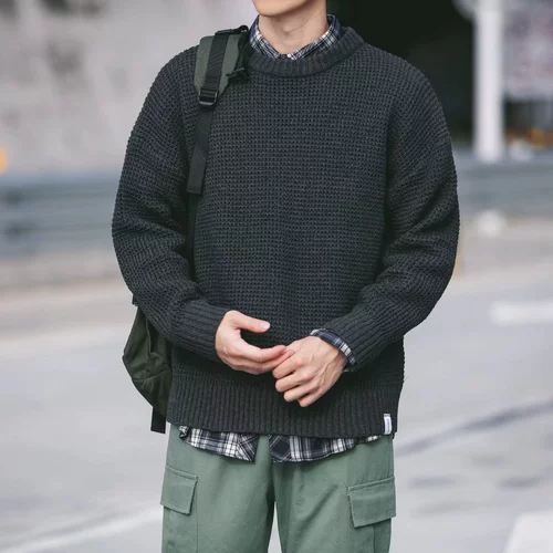 Демисезонный японский трендовый свитер, цветная флисовая трикотажная куртка для влюбленных, оверсайз, увеличенная толщина