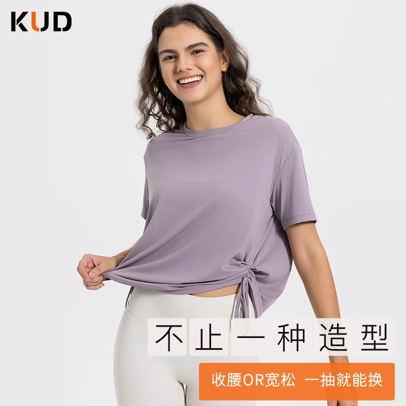 Одежда для йоги KUD Summer, спортивная футболка с коротким рукавом для зала, с коротким рукавом, для бега