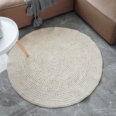 全棉手工编织毯 针织棉家用地垫坐垫 北欧可机洗客厅卧室书房地毯