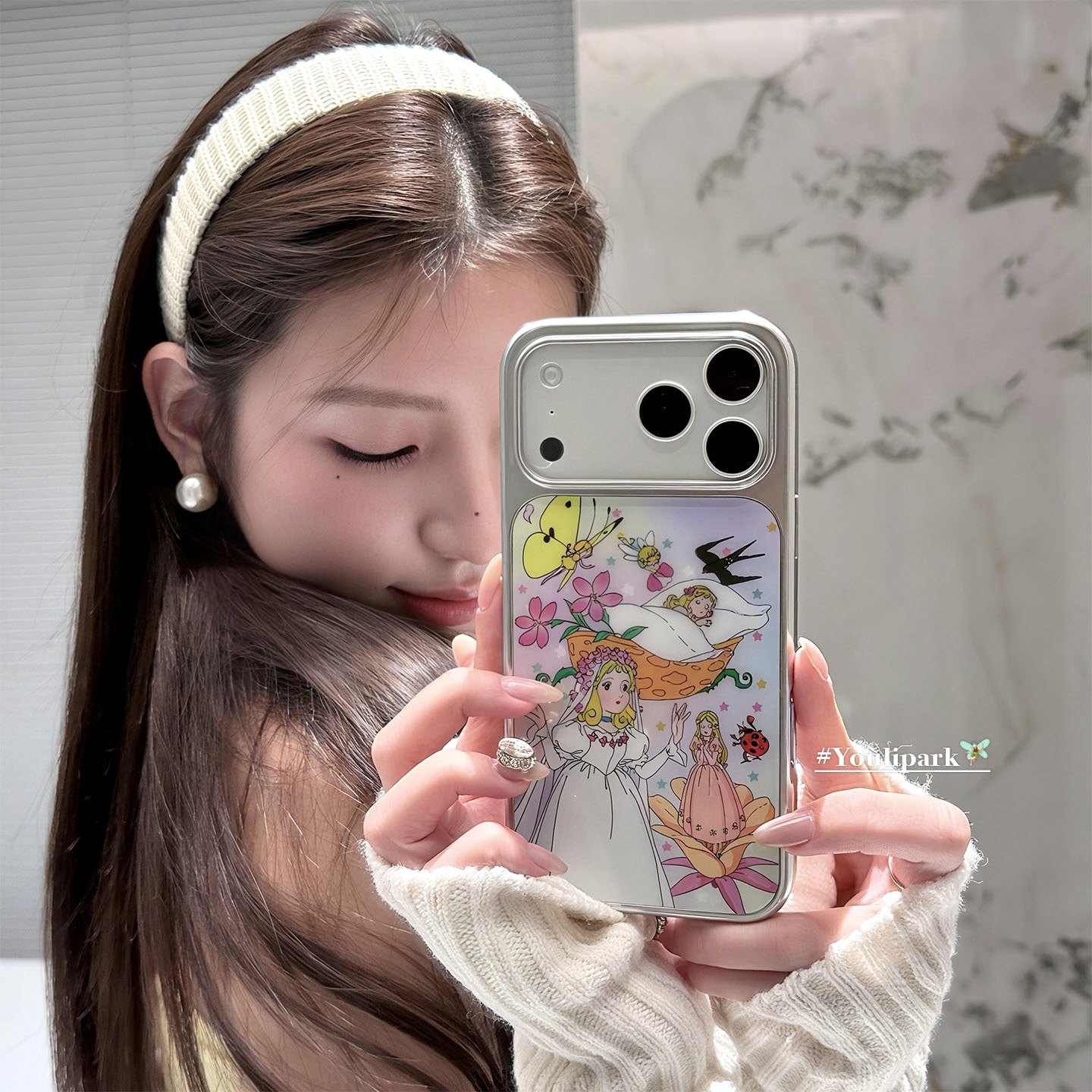 浪漫蝴蝶花仙子插画苹果手机壳女