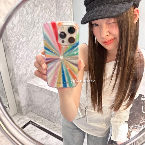小众简约闪粉彩虹星星苹果手机壳