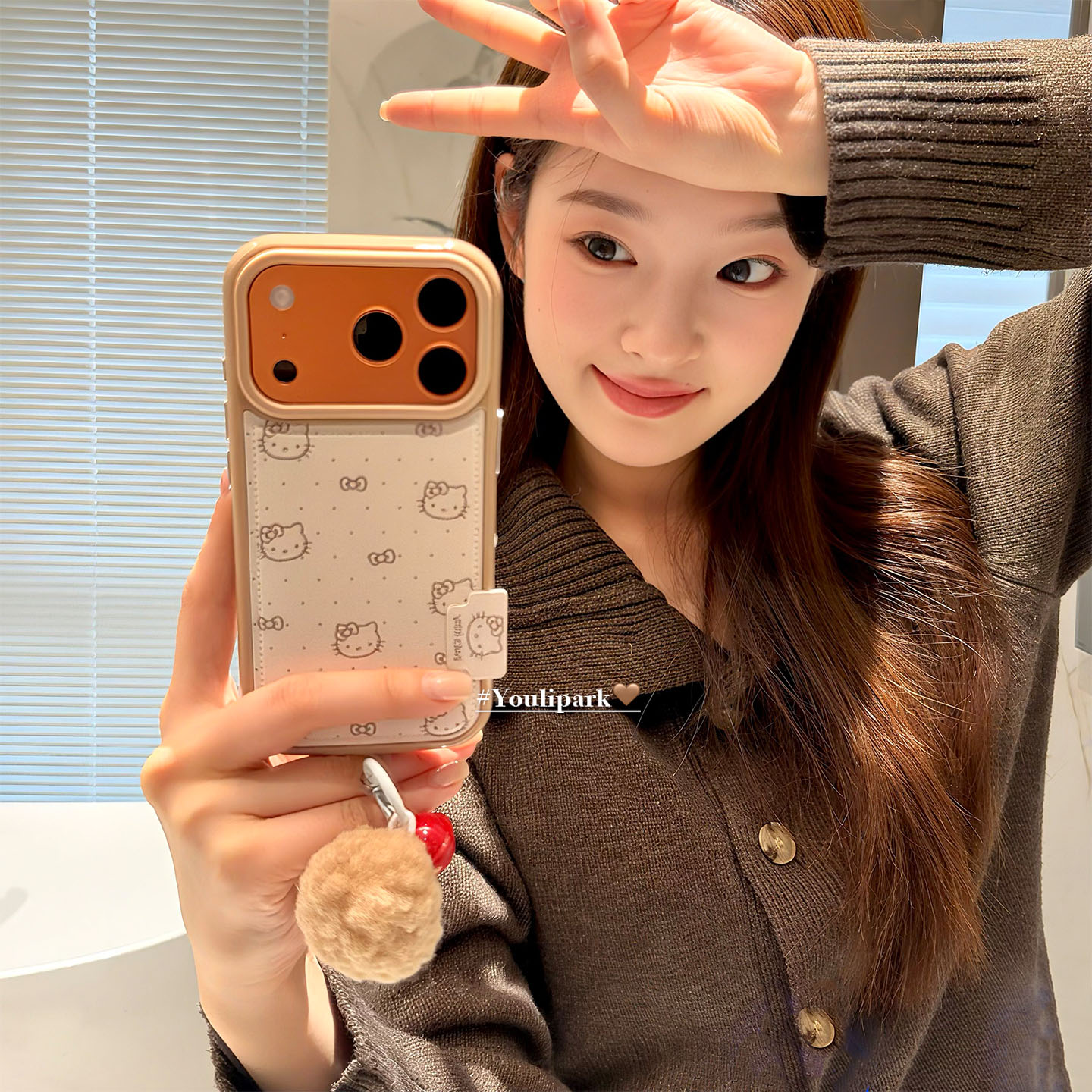 由里公园ins韩系秋冬可爱栗子棕波点猫咪17适用17pro苹果17ProMax手机壳iPhone16全包14新款16Promax保护套女