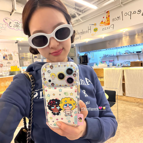 彩色星星爆炸头哭娃苹果手机壳女