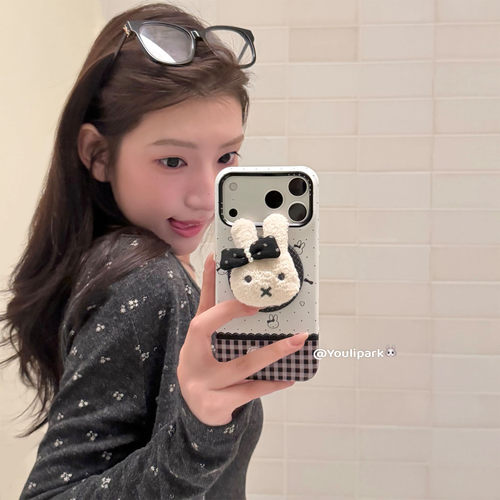 毛绒米菲兔磁吸支架苹果手机壳女