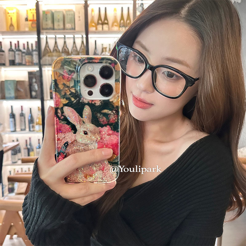 由里公园ins春日氛围感可爱闪粉花朵兔子15适用16pro苹果16ProMax手机壳iPhone16全包14少女14Promax保护套13,3C数码配件,手机保护套/壳,淘宝优惠券,粉丝福利购,淘宝优惠卷
