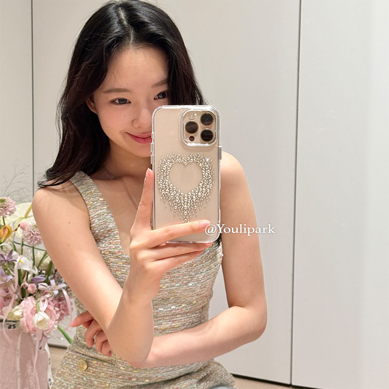 气质高级感水钻爱心苹果手机壳女