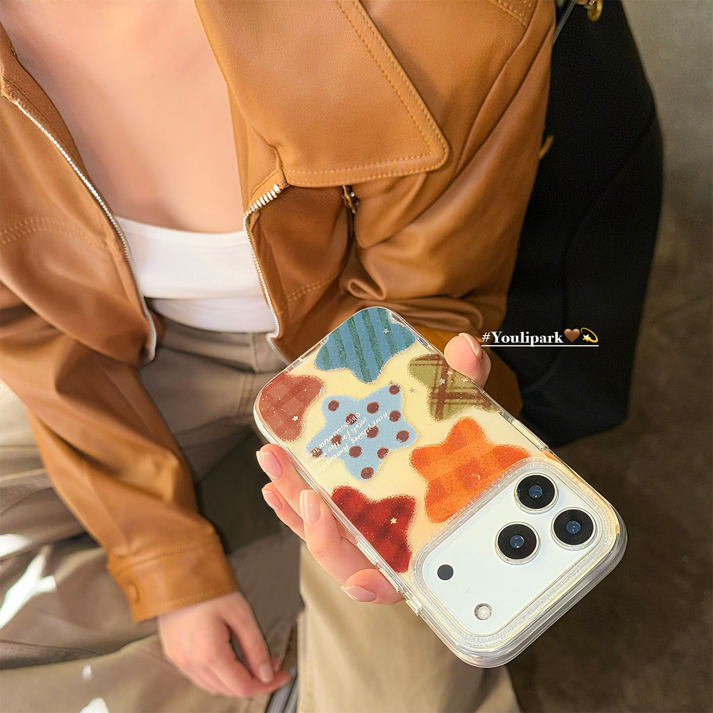 秋冬波点格纹彩色星星苹果手机壳