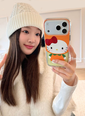 由里公园ins韩系趣味软萌可爱橙子猫咪17适用17pro苹果17ProMax手机壳iPhone16全包14新款16Promax保护套13女