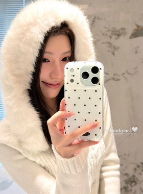 由里公园ins韩系小众秋冬简约时髦波点17适用17pro苹果17ProMax手机壳iPhone16全包14新款16Promax保护套13女