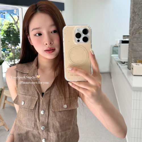 奶呼呼舒芙蕾泼墨磁吸苹果手机壳