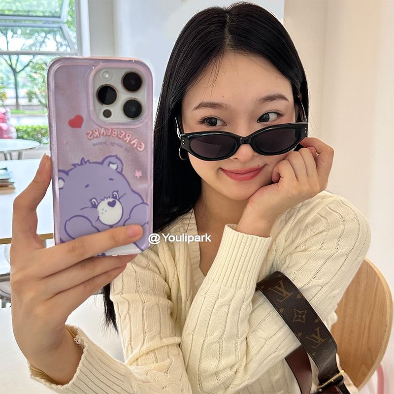 苹果手机壳呆萌香芋紫爱心小熊女