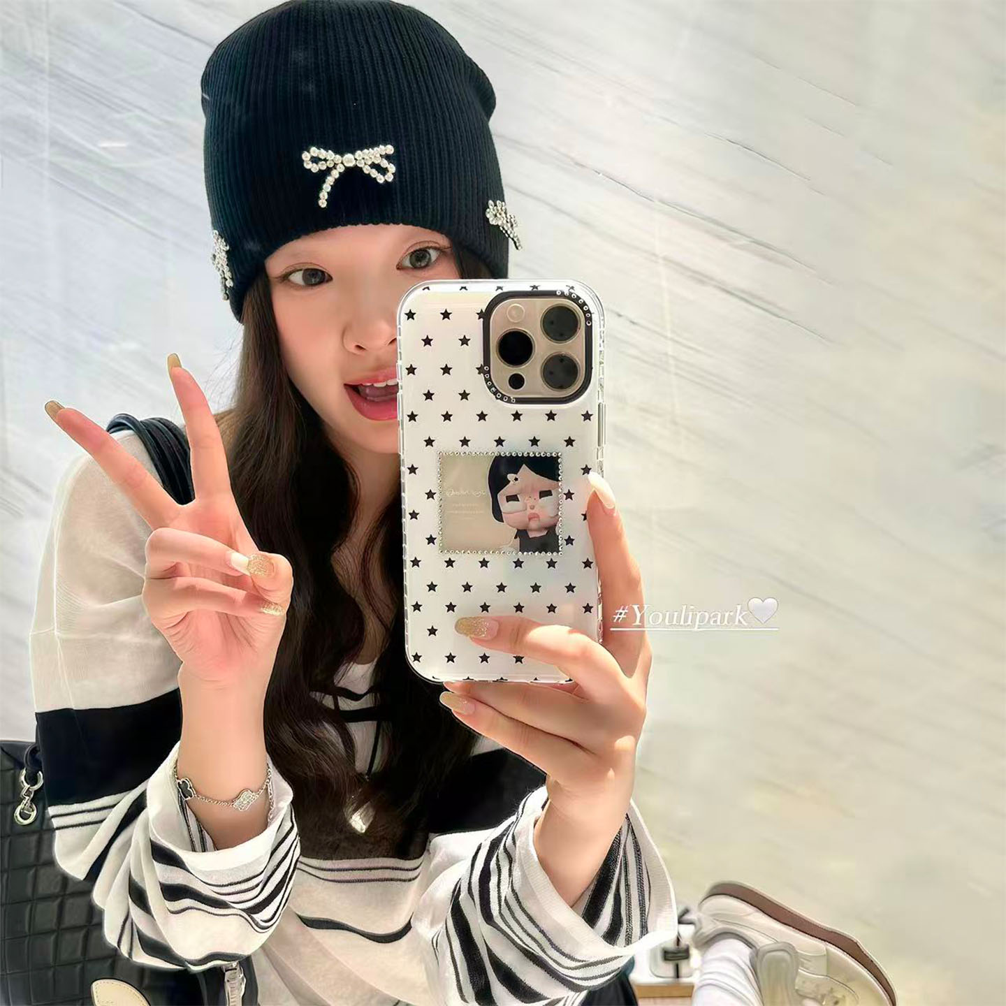 由里公园ins韩系少女可爱闪钻满屏星星哭娃17适用17pro苹果17ProMax手机壳iPhone16全包14新款16Promax保护套 - 封面