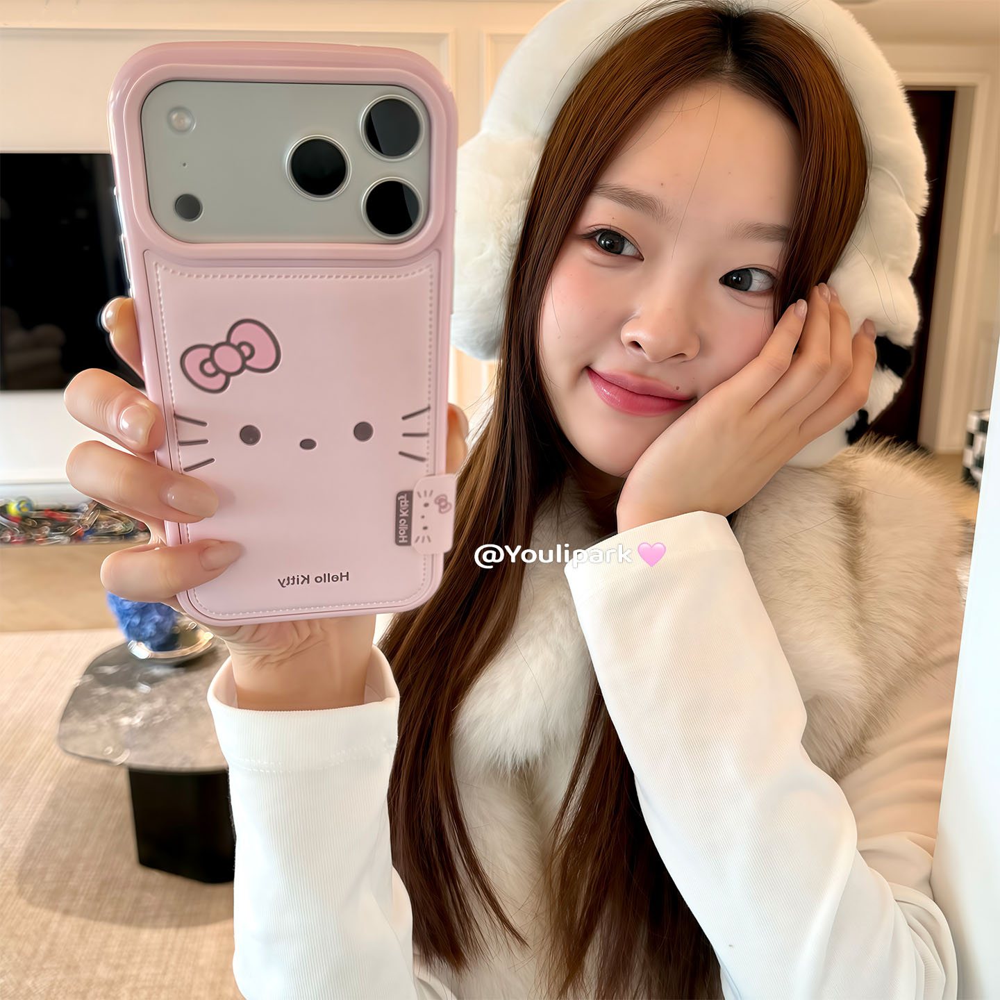 可爱少女奶油粉猫咪苹果手机壳韩