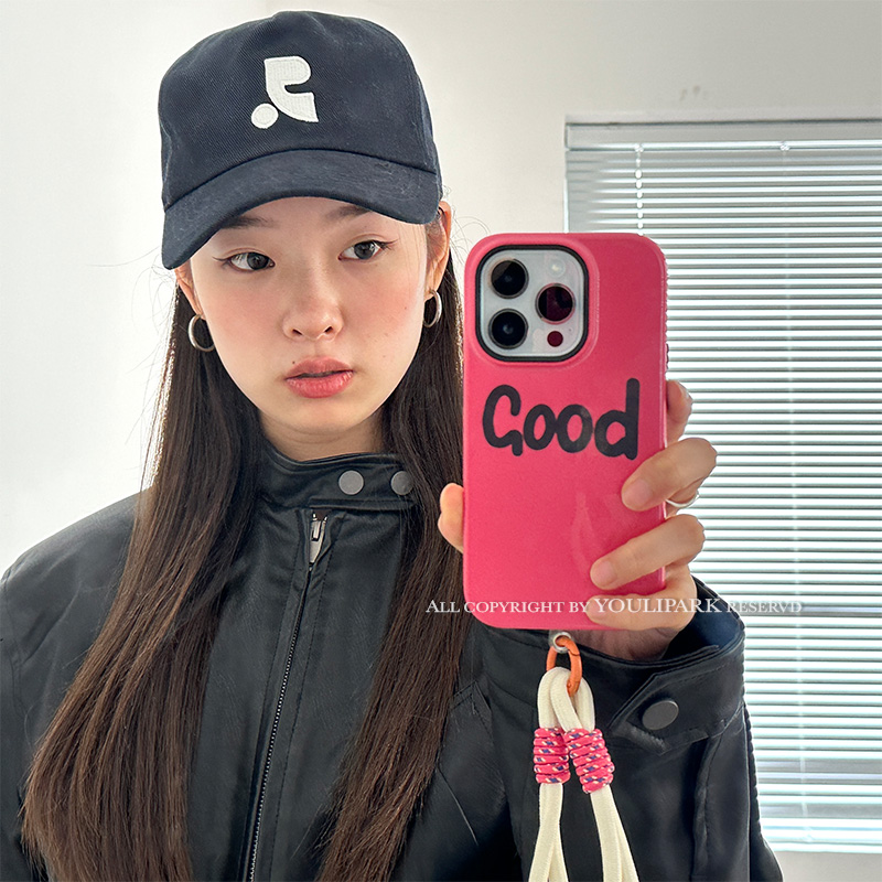 由里公园ins小众少女极简玫红色英文适用11苹果15ProMax手机壳iPhone13全包15新款12Pro软14Promax防摔保护套