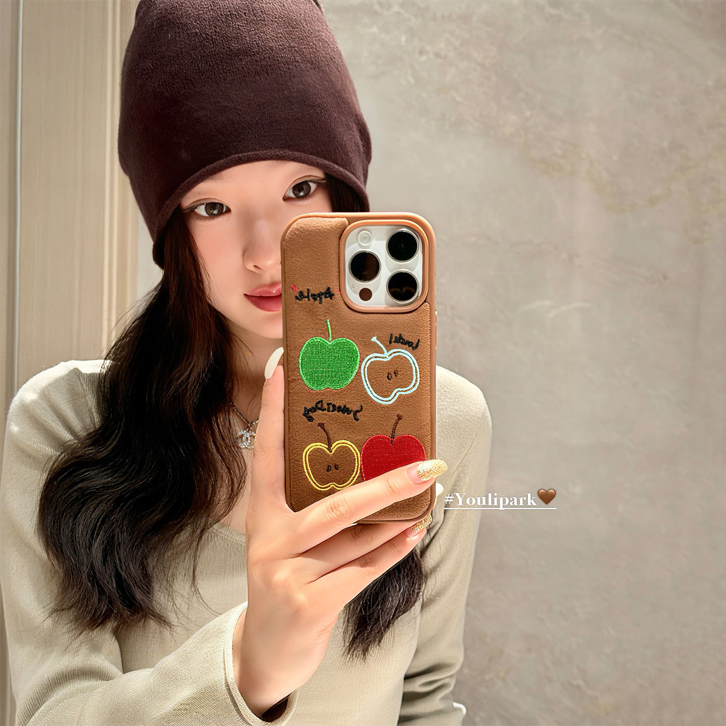 由里公园ins韩系秋冬摩卡棕绒布刺绣苹果17适用17pro苹果17ProMax手机壳iPhone16全包14新款16Promax保护套女,3C数码配件,手机保护套/壳,淘宝优惠券,粉丝福利购,淘宝优惠卷
