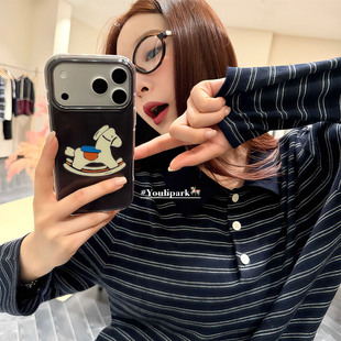 16Promax保护套女 由里公园ins韩系秋冬可爱童趣木马摇摇椅17适用17pro苹果17ProMax手机壳iPhone16全包14新款