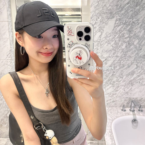 苹果手机壳可爱少女磁吸斑点狗狗