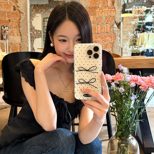 小众波点立体蝴蝶结苹果手机壳女