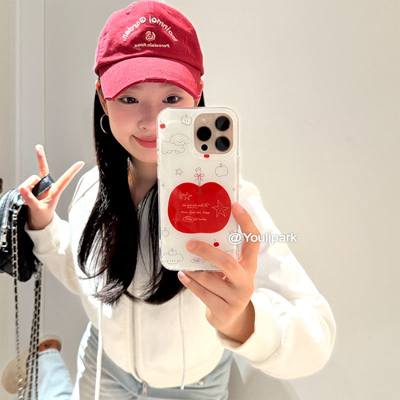 由里公园ins小众少女可爱线条小狗红苹果15适用16pro苹果16ProMax手机壳iPhone16全包14新款14Promax保护套13