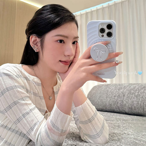 波漾磁吸蝴蝶结支架苹果手机壳女
