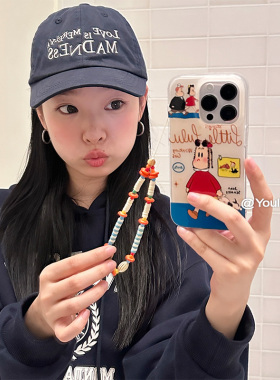 由里公园ins卡通可爱插画小女孩狗狗挂链适用17pro苹果17ProMax手机壳iPhone16华为mate60pro/14Pro保护套17