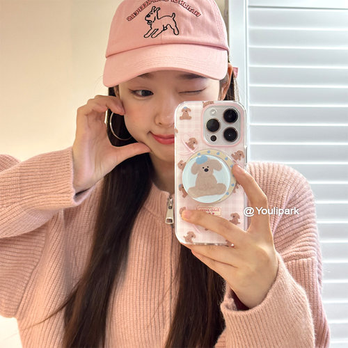 苹果手机壳甜美少女可爱粉色狗狗